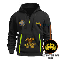 Personalized US Navy Quarter Zip Hoodie KRQZ04