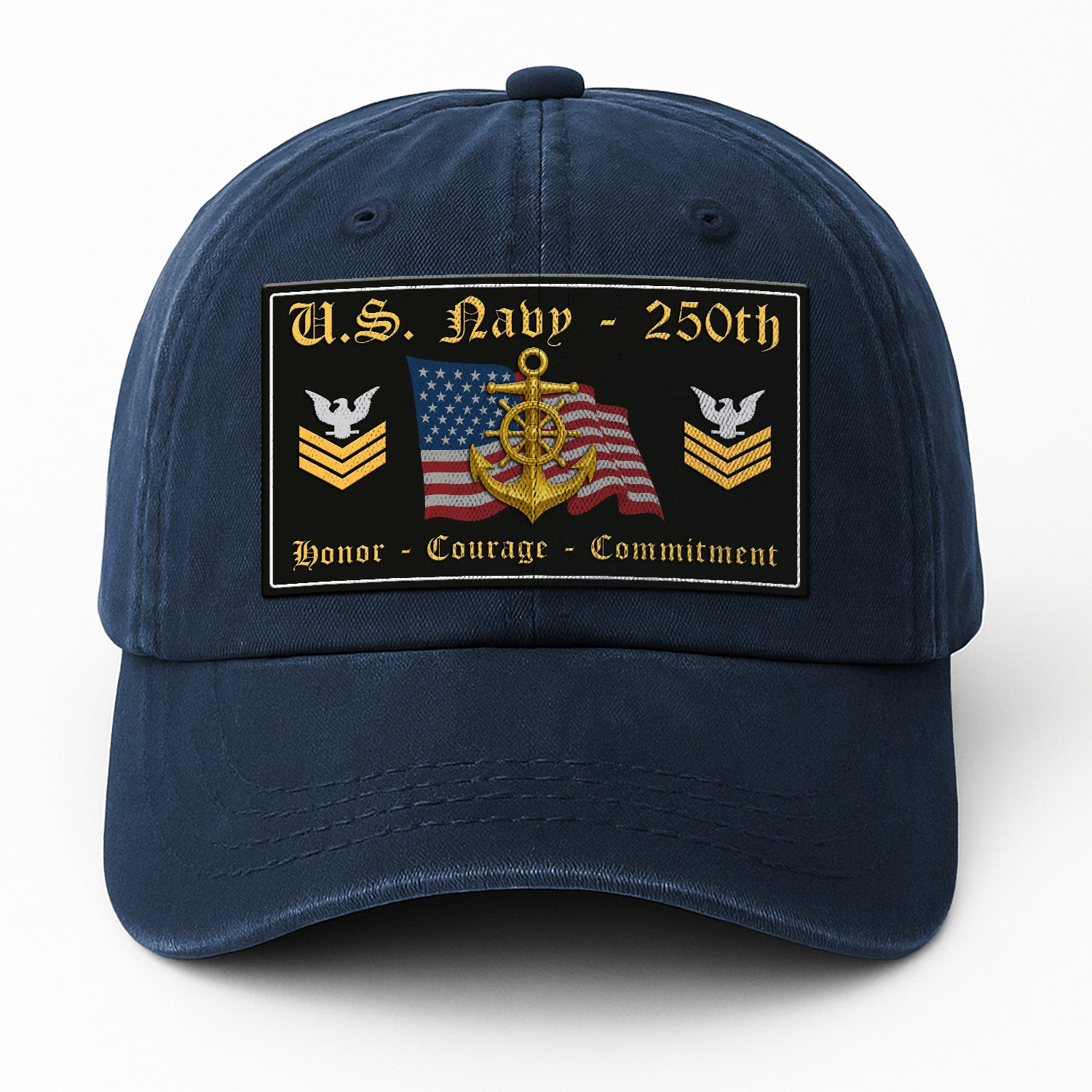 Custom Ranks & Text Premium Washed Denim Cap DC018
