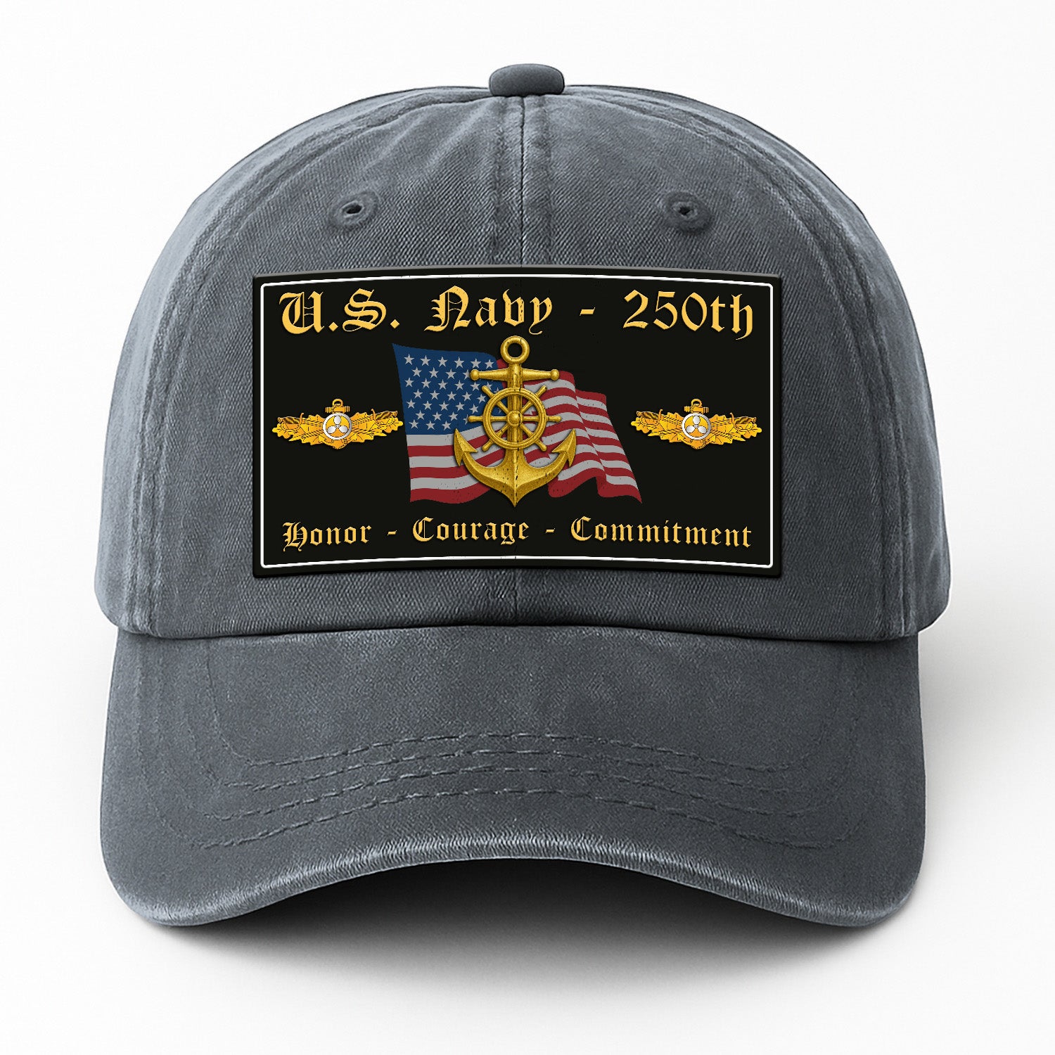 Custom Ranks & Text Premium Washed Denim Cap DC018
