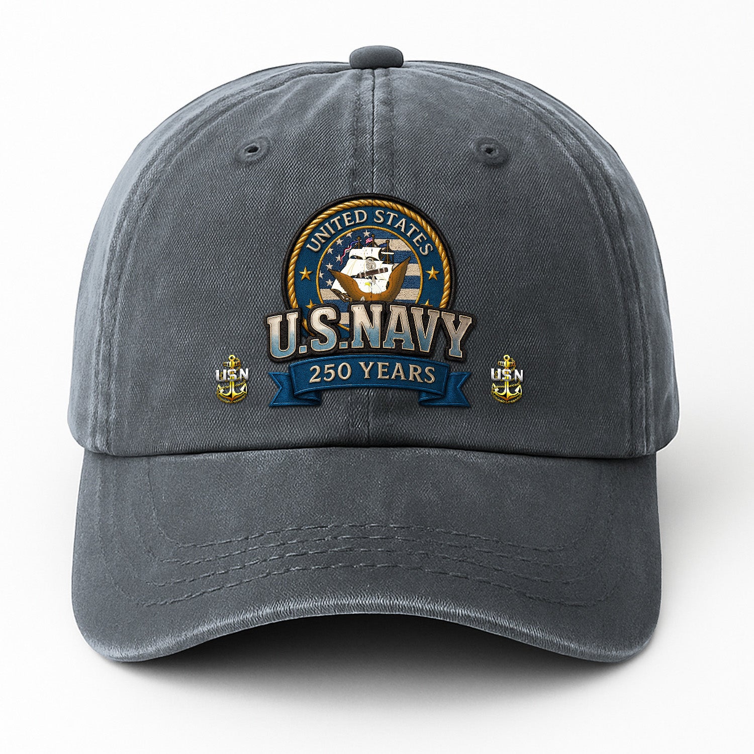 Custom Ranks & Text Premium Washed Denim Cap DC020