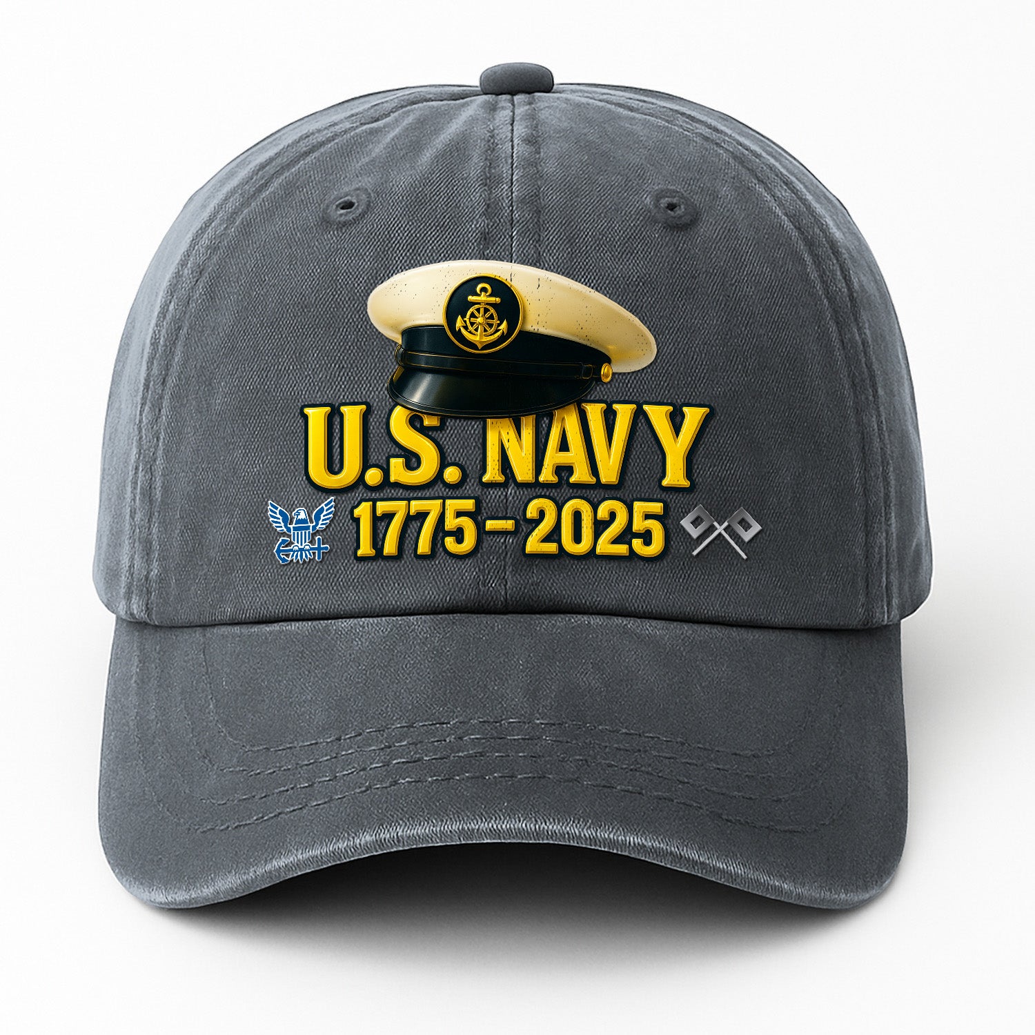 Custom Ranks & Text Premium Washed Denim Cap DC019