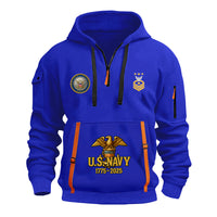 Personalized US Navy Quarter Zip Hoodie KRQZ04