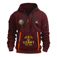 Personalized US Navy Quarter Zip Hoodie KRQZ04