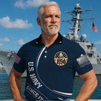 Navy Veteran Polo Shirt – 250 Years of Service, Personalized Rank