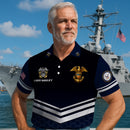 US Navy Polo Shirt – Chevron Stripes & Hex Pattern Custom Rank Edition