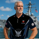 US Navy Polo Shirt – Lightning Eagle Design with Custom Rank & Text