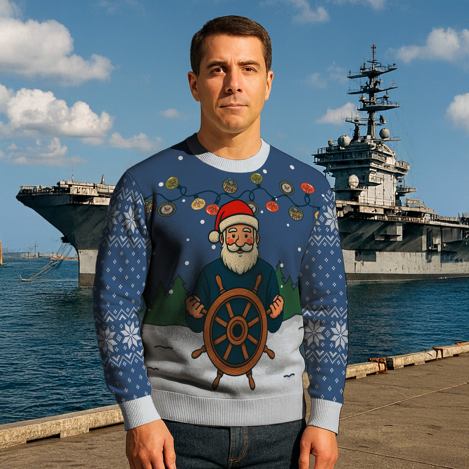 US Navy Caption Christmas Ugly Sweater