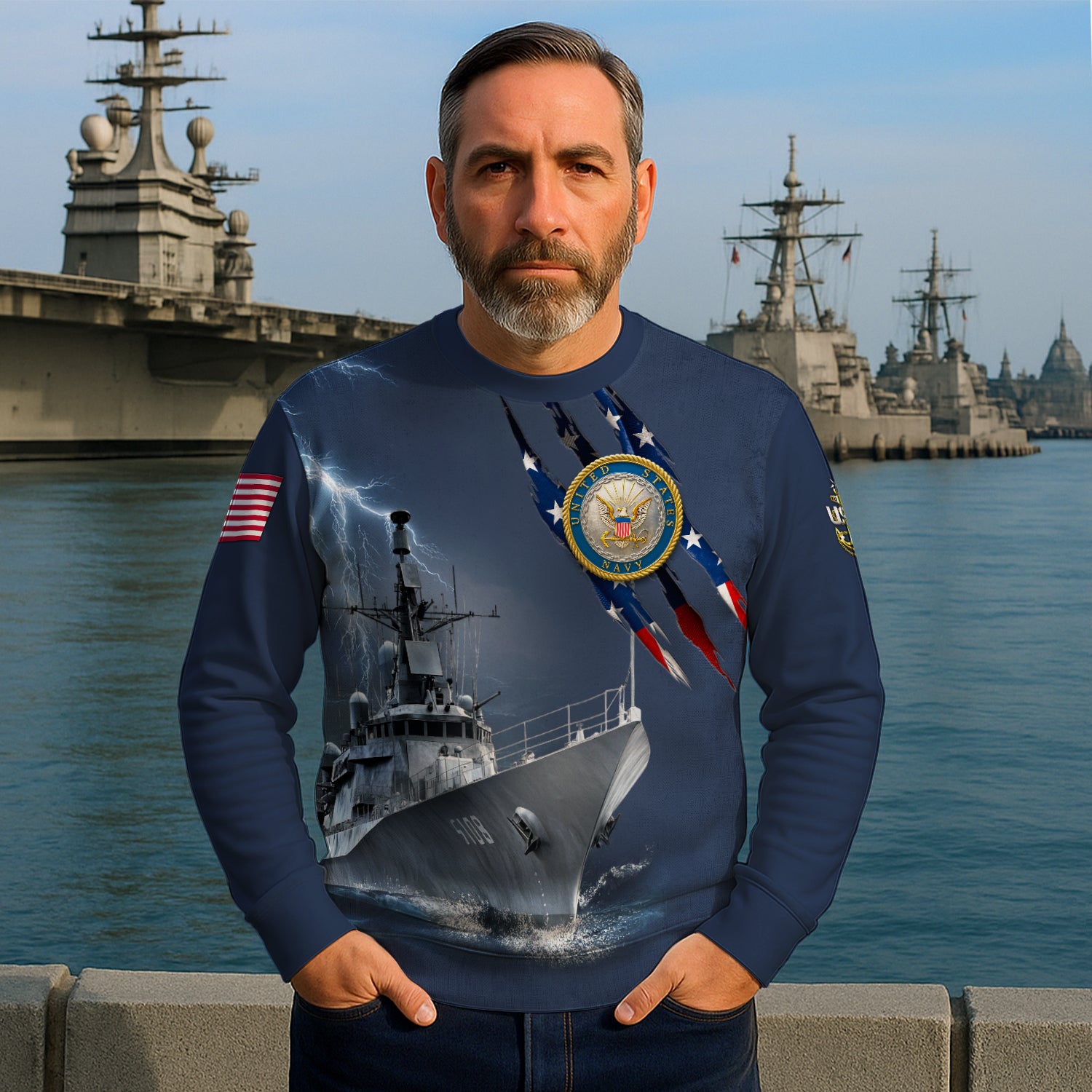 Personalized US Navy Sweatshirt KRSTS03