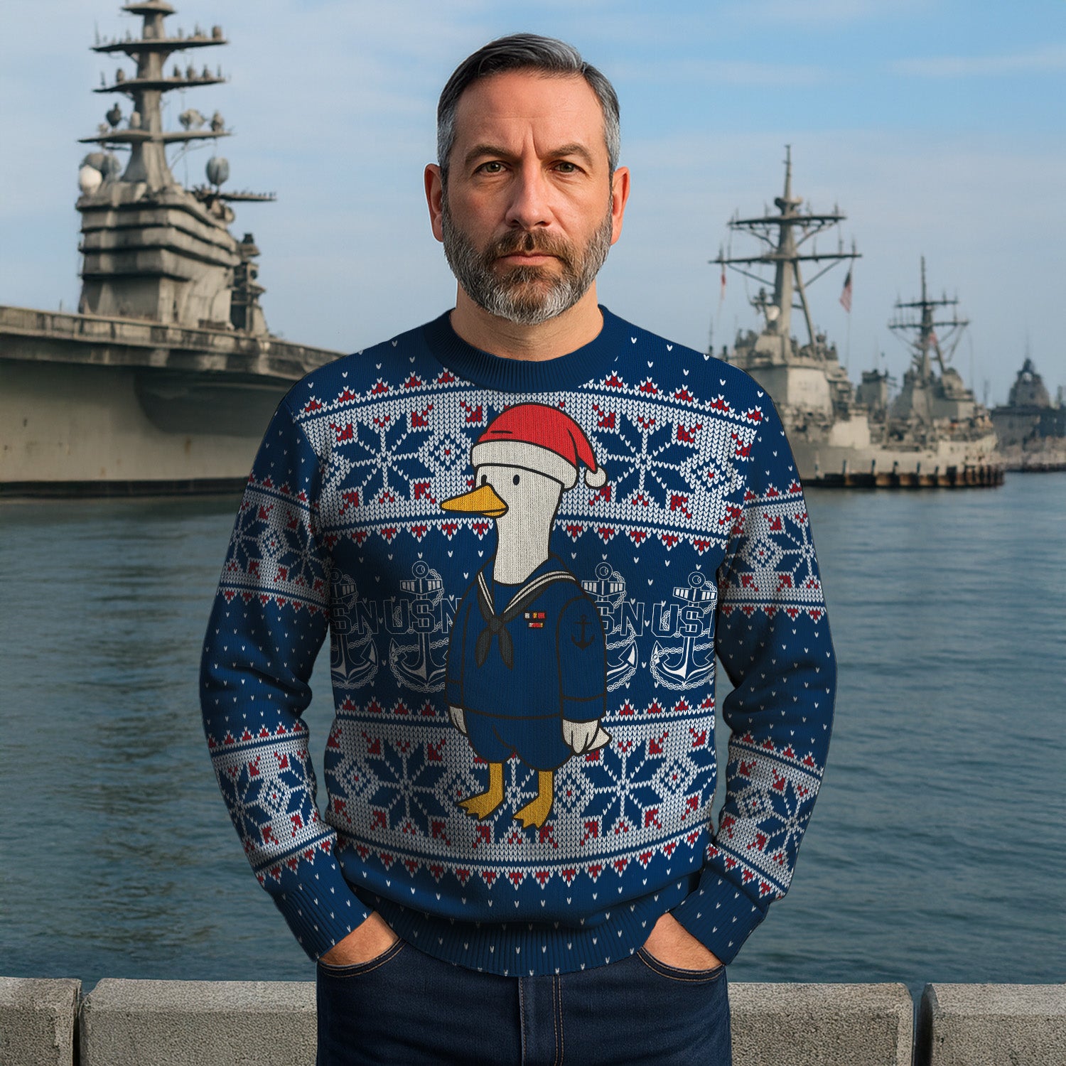 US Navy Sailor Christmas Ugly Sweater