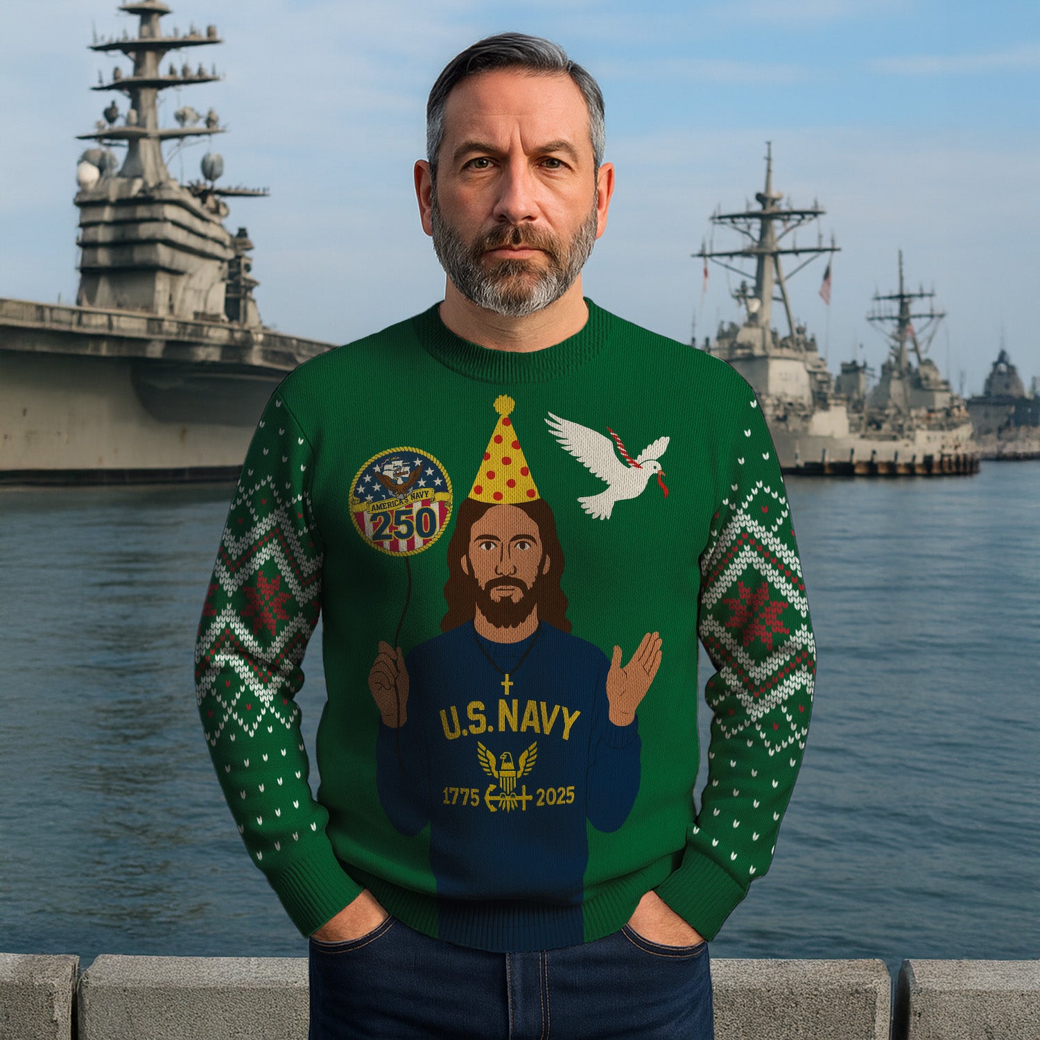 US Navy 1775 - 2025 Christmas Ugly Sweater