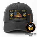 Premium Washed Denim Cap – Embroidered-Effect Print DC001