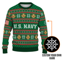 Personalized US Navy Christmas Ugly Sweater UST024