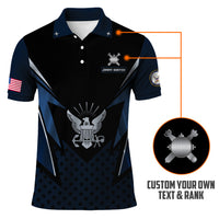 US Navy Polo Shirt – Lightning Eagle Design with Custom Rank & Text