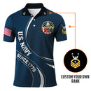 Navy Veteran Polo Shirt – 250 Years of Service, Personalized Rank