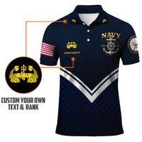 US Navy 250th Anniversary Polo Shirt – Anchor Crest Design with Custom Rank