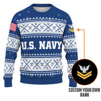 Personalized US Navy Christmas Ugly Sweater UST010