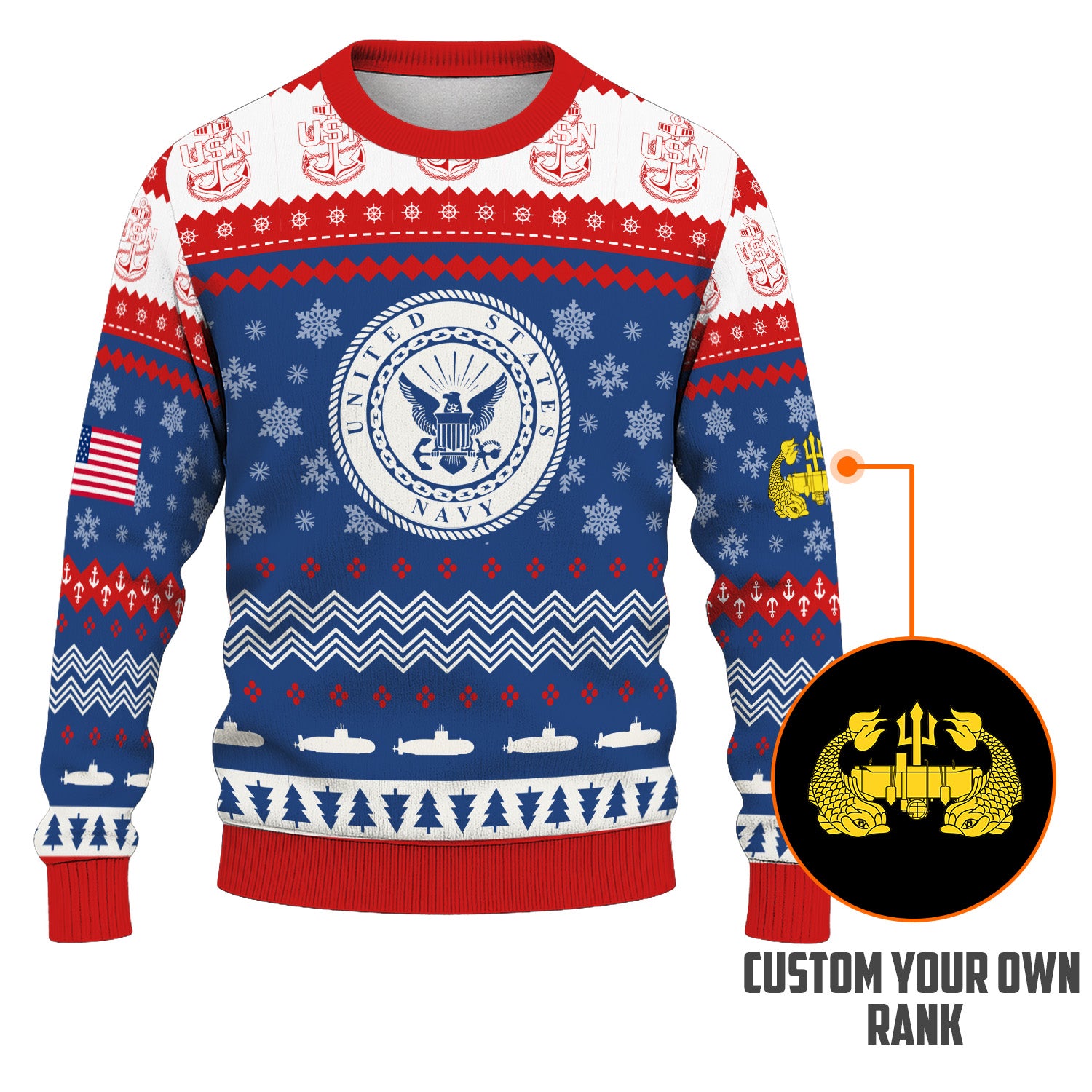 Personalized US Navy Christmas Ugly Sweater UST009