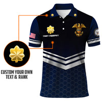 US Navy Polo Shirt – Chevron Stripes & Hex Pattern Custom Rank Edition