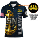 US Navy Polo Shirt – Bold Anchor Design with Custom Rank, Text & Years