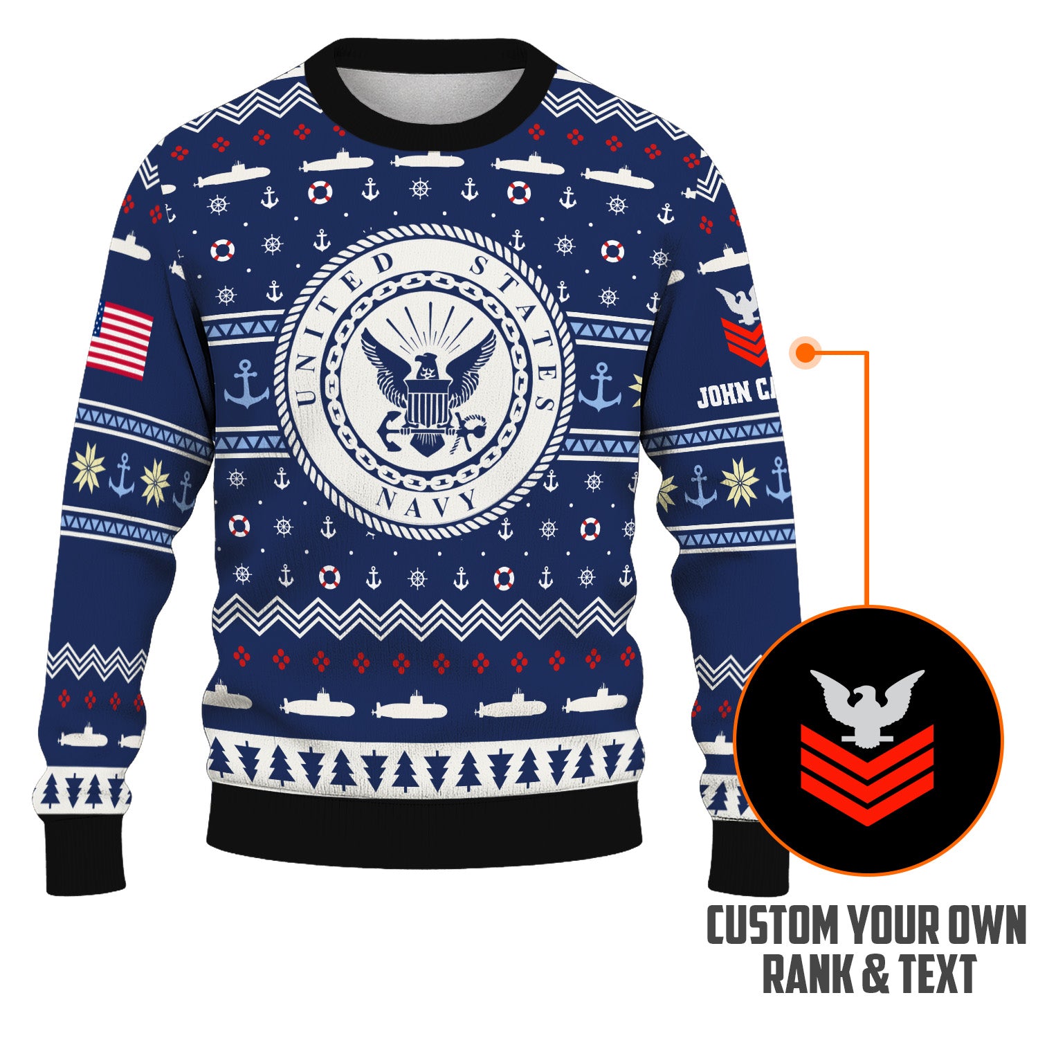 Personalized US Navy Christmas Ugly Sweater UST006