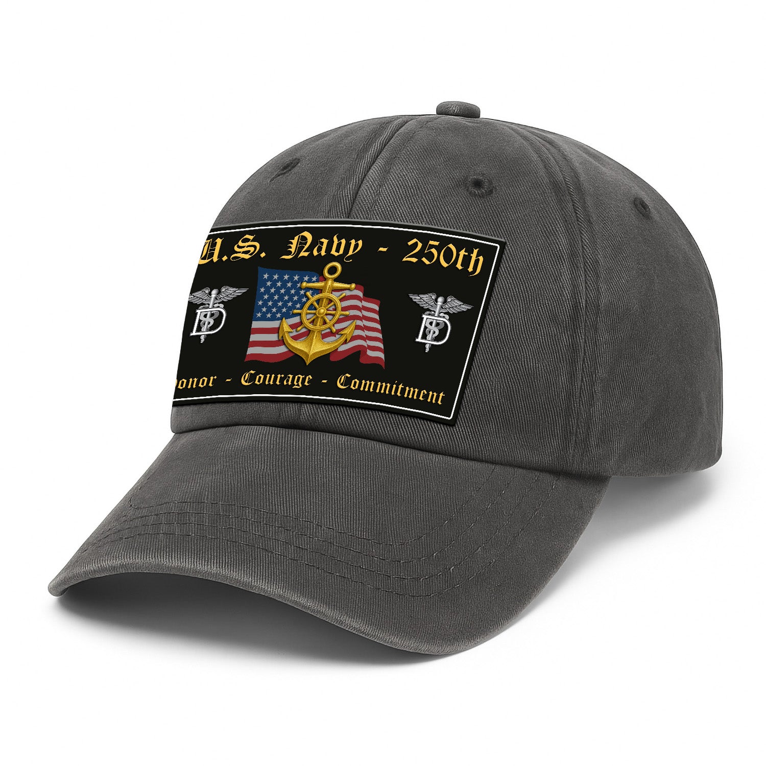 Custom Ranks & Text Premium Washed Denim Cap DC018
