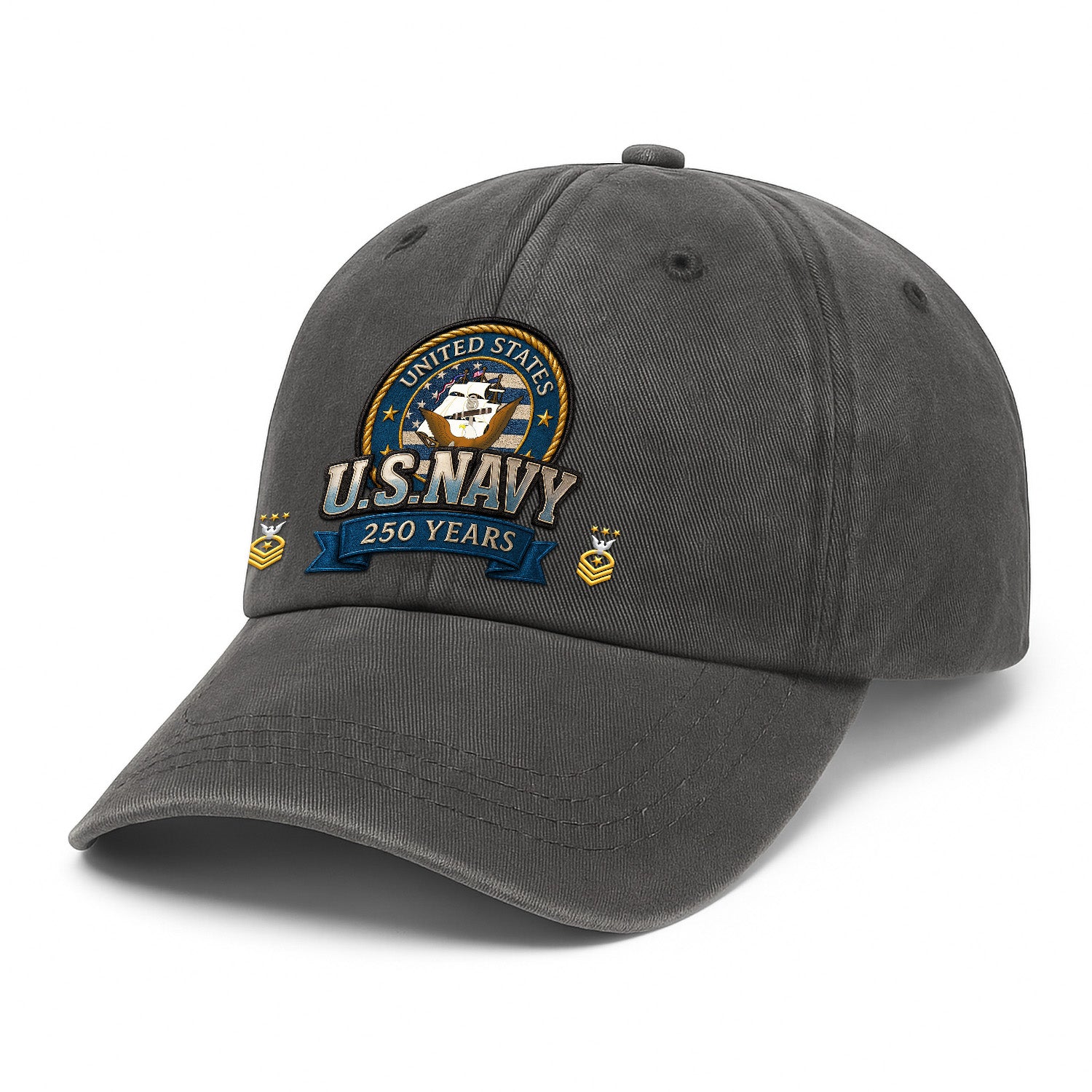 Custom Ranks & Text Premium Washed Denim Cap DC020
