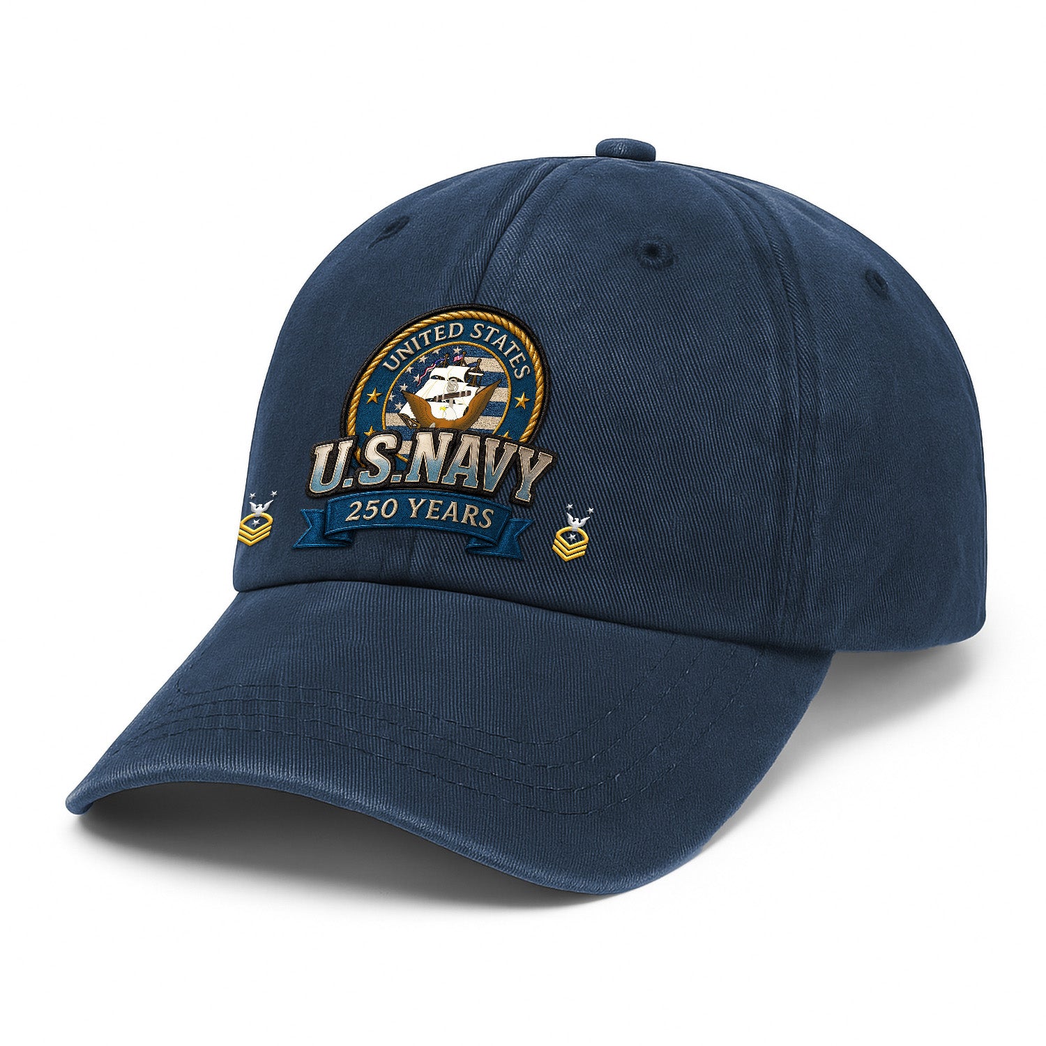Custom Ranks & Text Premium Washed Denim Cap DC020