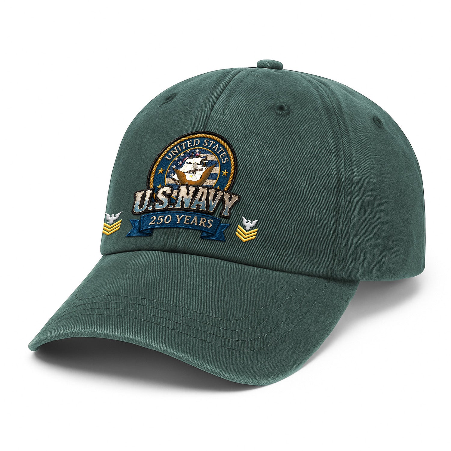 Custom Ranks & Text Premium Washed Denim Cap DC020