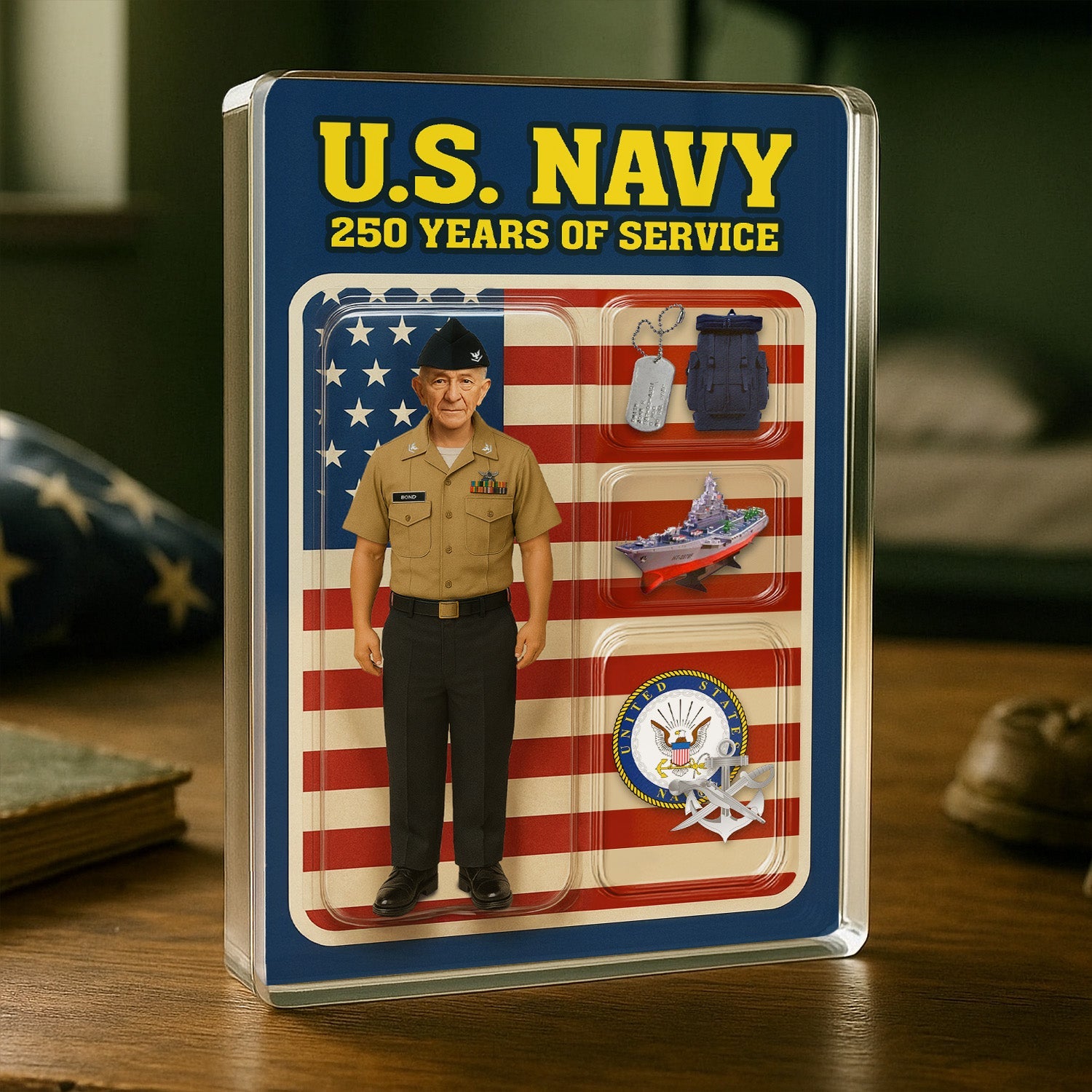 Personalized US NAVY 250th Years Of Service Figure Style Acrylic Plaque