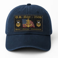 Premium Washed Denim Cap – Embroidered-Effect Print DC001