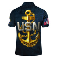 US Navy Polo Shirt – Bold Anchor Design with Custom Rank, Text & Years
