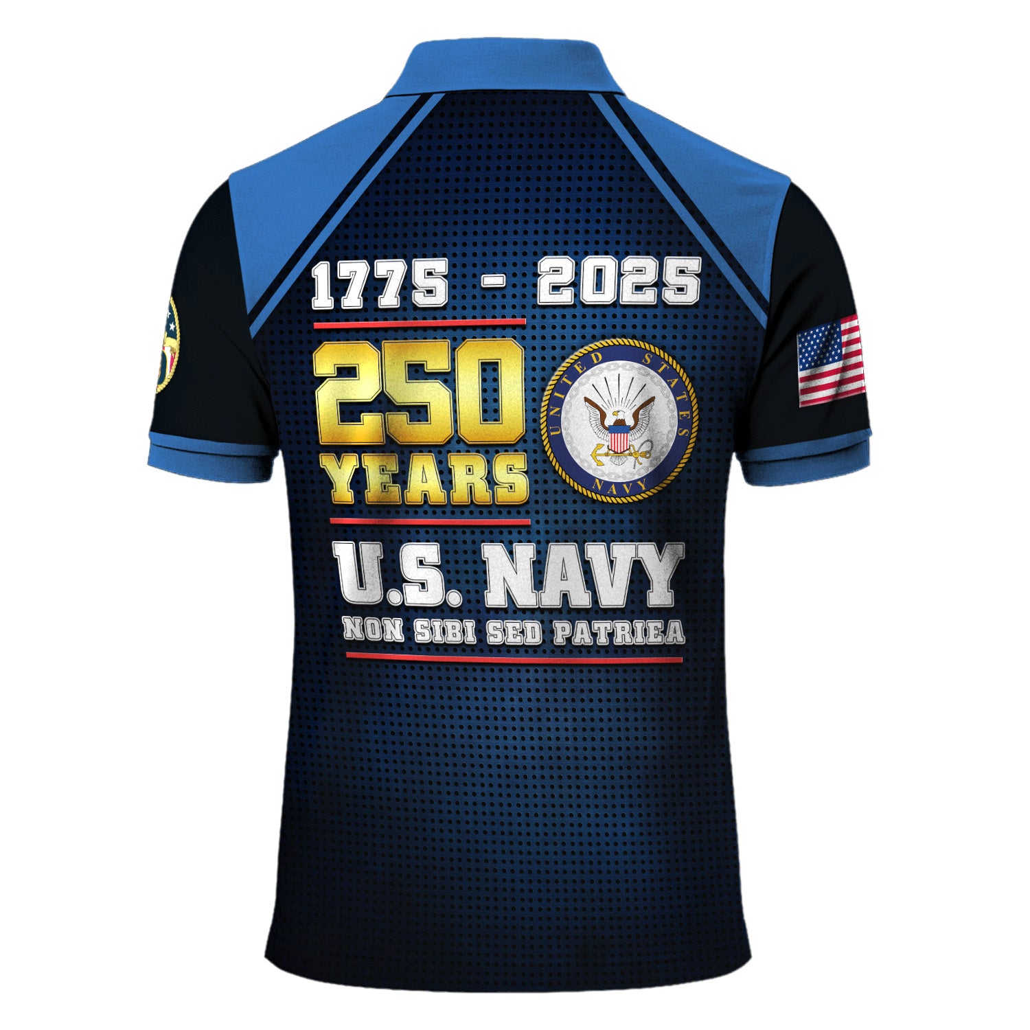 US Navy 250th Anniversary Polo Shirt – Custom Rank & Text Veteran Edition