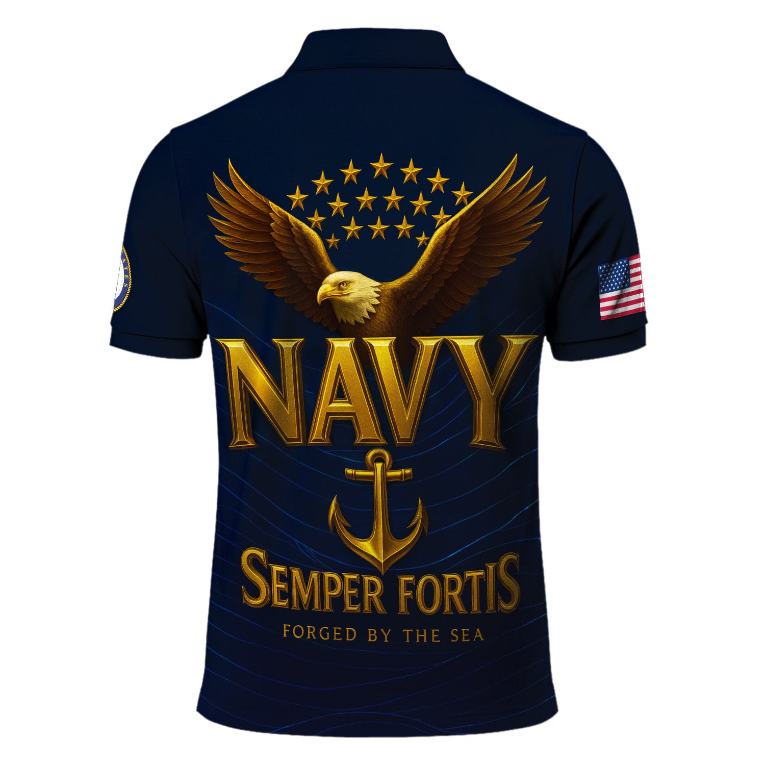 US Navy 250th Anniversary Polo Shirt – Sailor Cap Design with Custom Rank