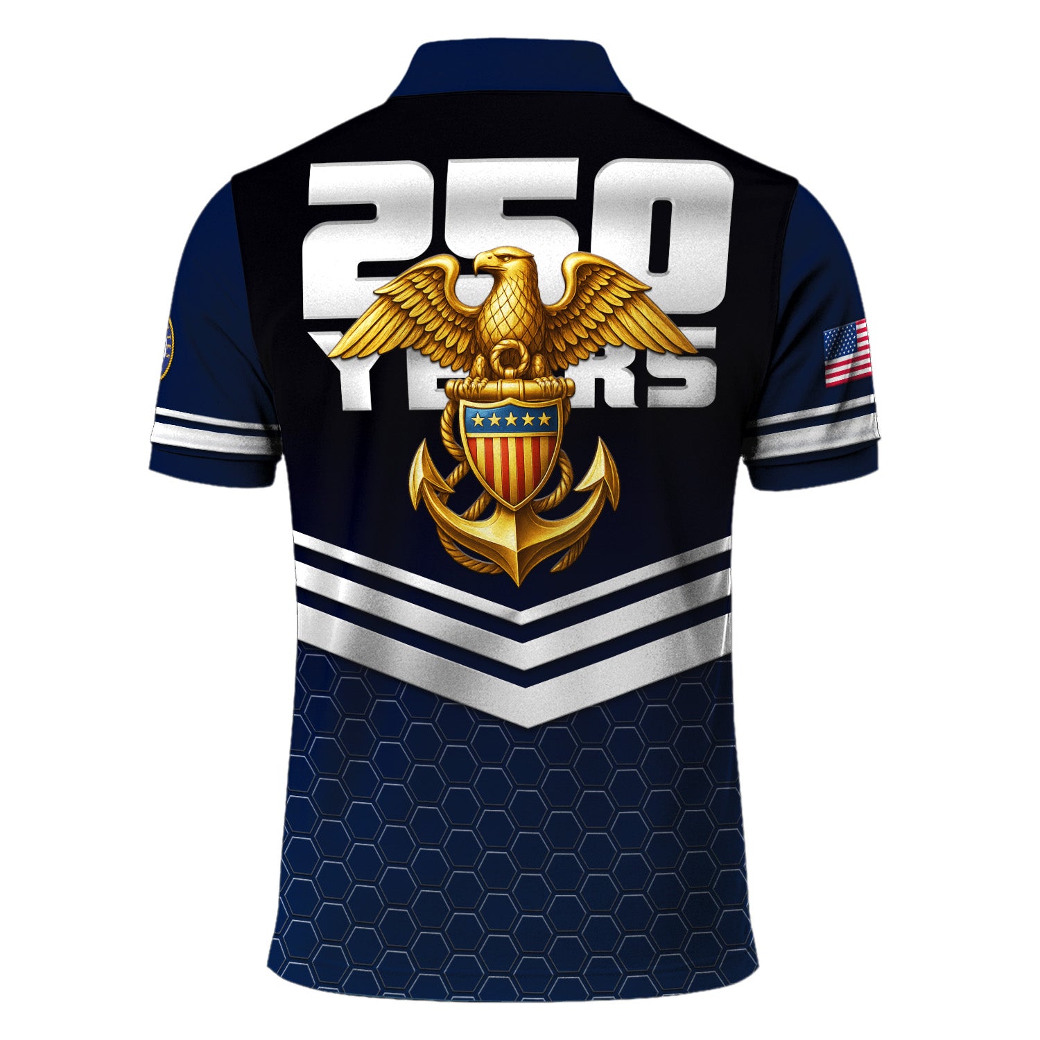 US Navy Polo Shirt – Chevron Stripes & Hex Pattern Custom Rank Edition