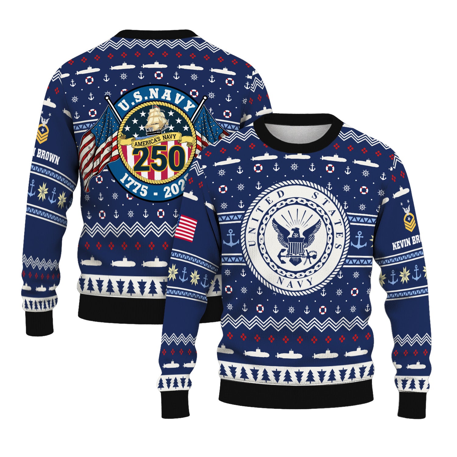 Personalized US Navy Christmas Ugly Sweater UST006