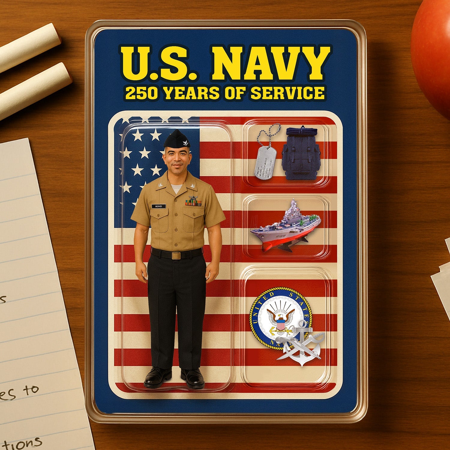 Personalized US NAVY 250th Years Of Service Figure Style Acrylic Plaque
