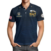 US Navy 250th Anniversary Polo Shirt – Sailor Cap Design with Custom Rank