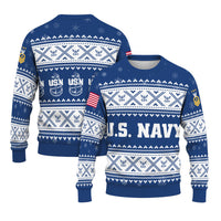 Personalized US Navy Christmas Ugly Sweater UST010