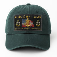 Premium Washed Denim Cap – Embroidered-Effect Print DC001