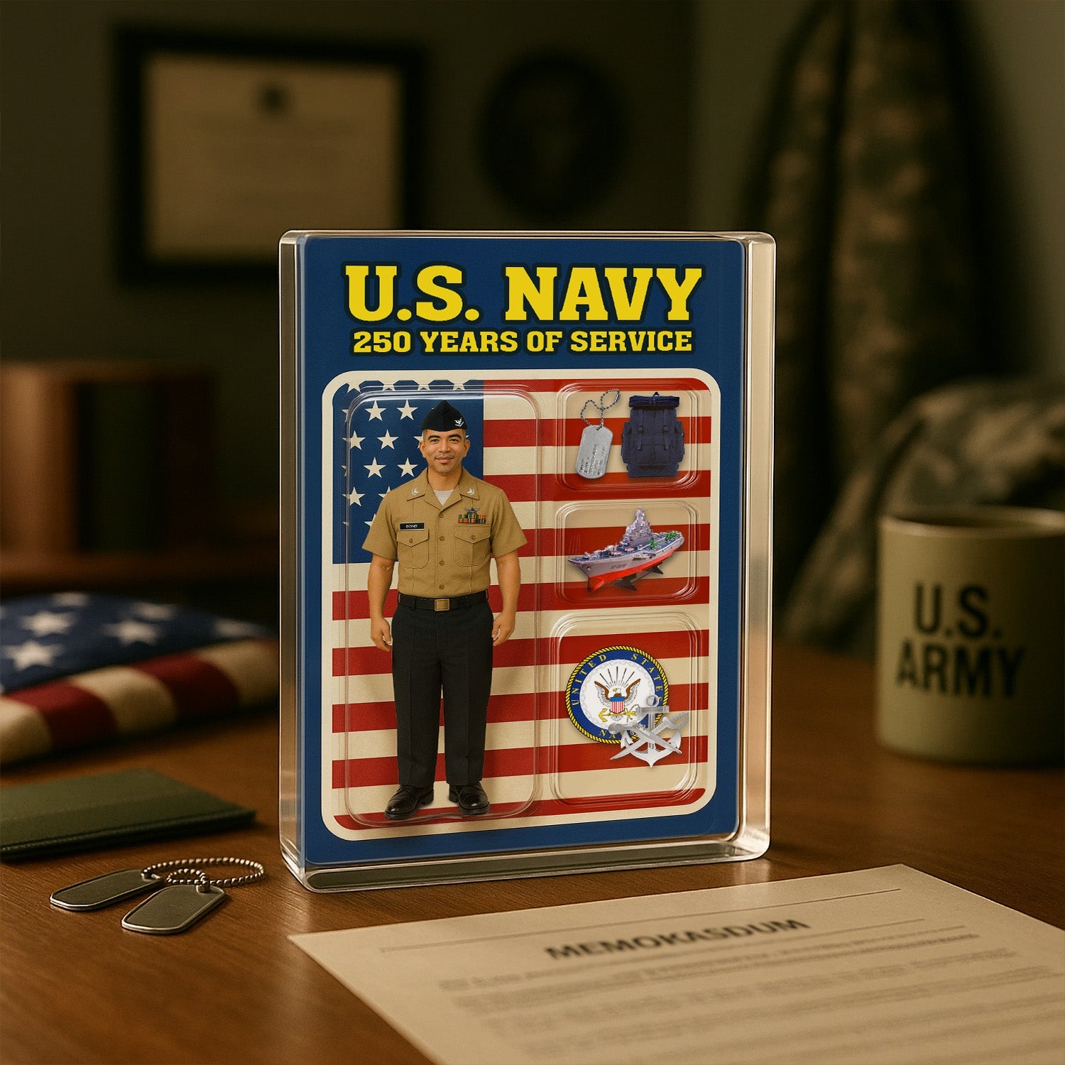 Personalized US NAVY 250th Years Of Service Figure Style Acrylic Plaque