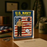 Personalized US NAVY 250th Years Of Service Figure Style Acrylic Plaque