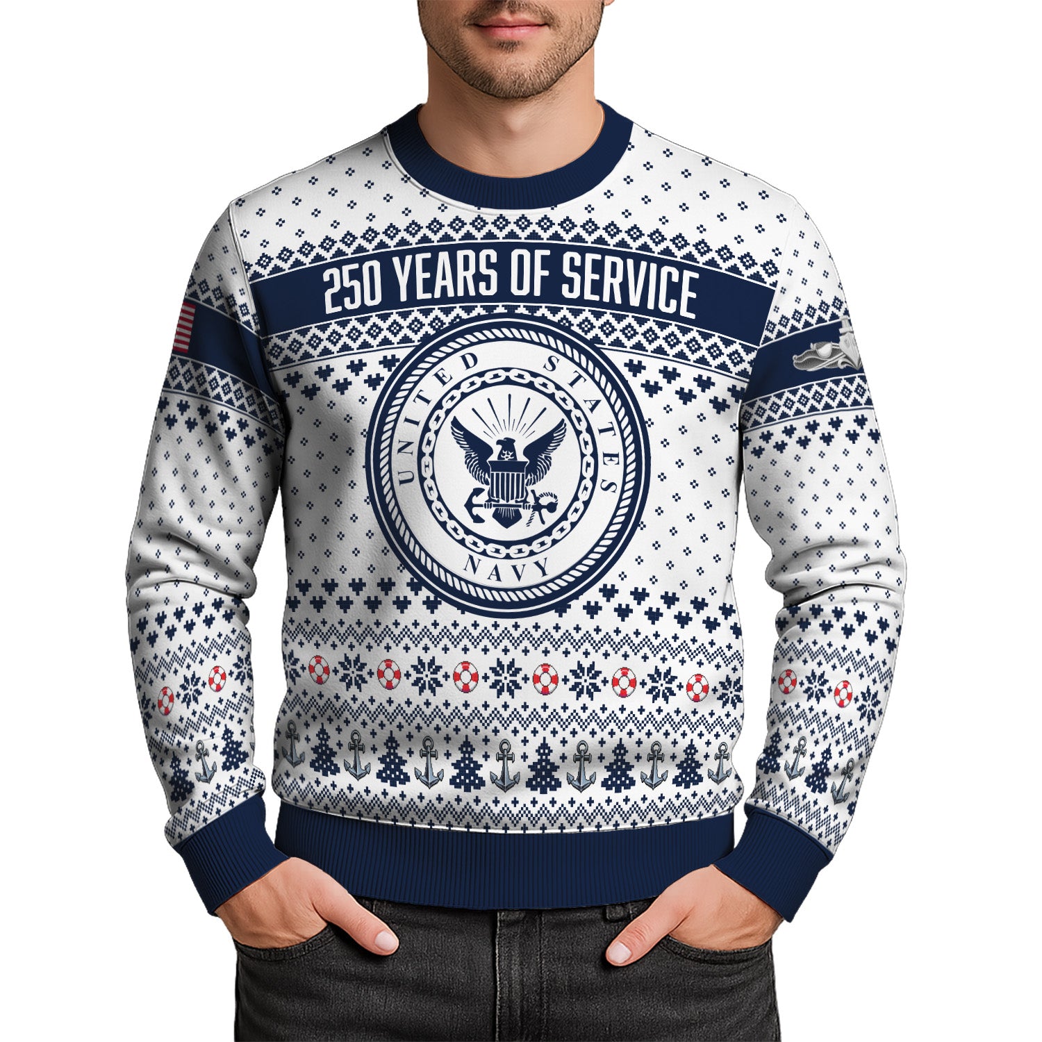 Personalized US Navy Christmas Ugly Sweater UST011