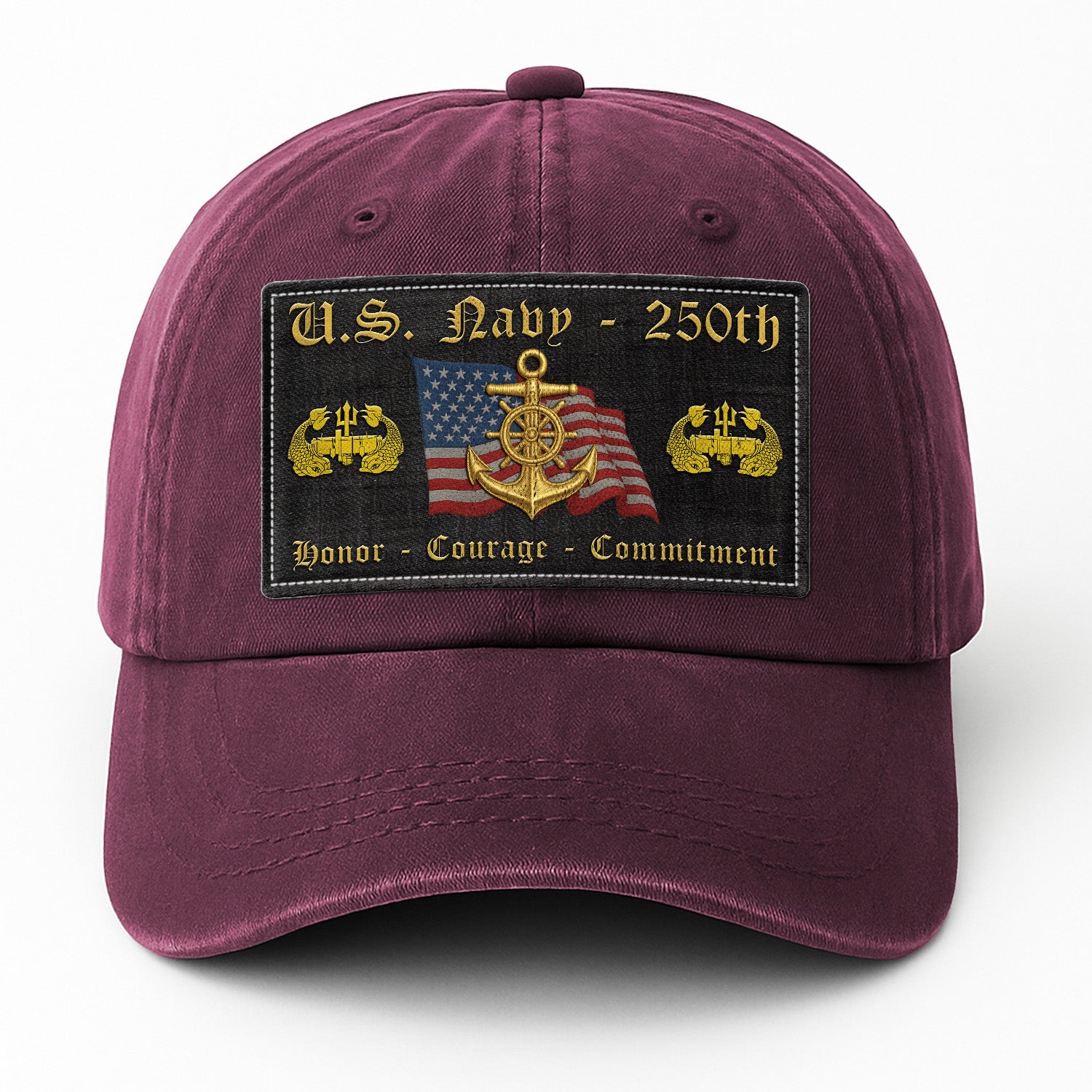 Premium Washed Denim Cap – Embroidered-Effect Print DC001