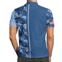 Custom Rank & Text Polo Shirt – Digital Camo Veteran Edition with 250th Anniversary