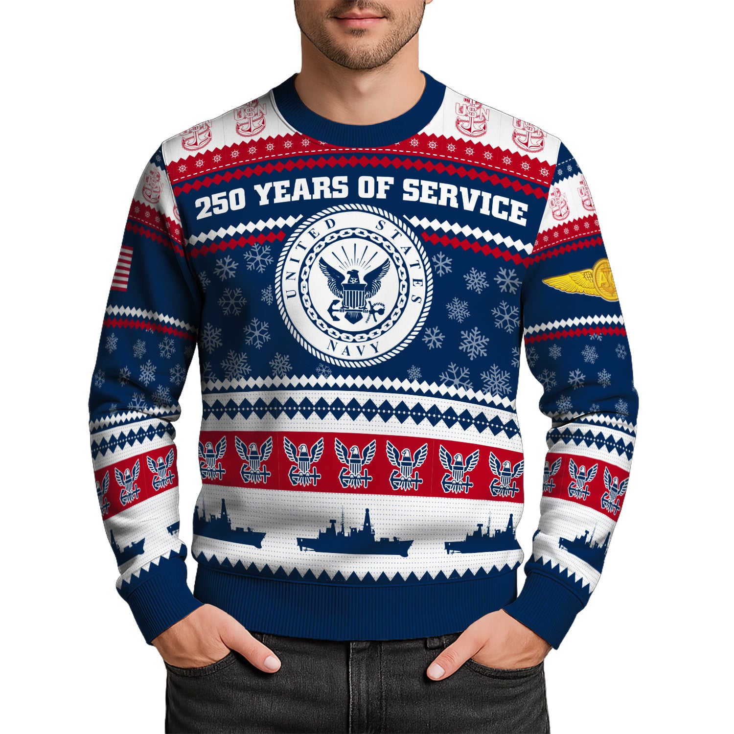 Personalized US Navy Christmas Ugly Sweater UST008