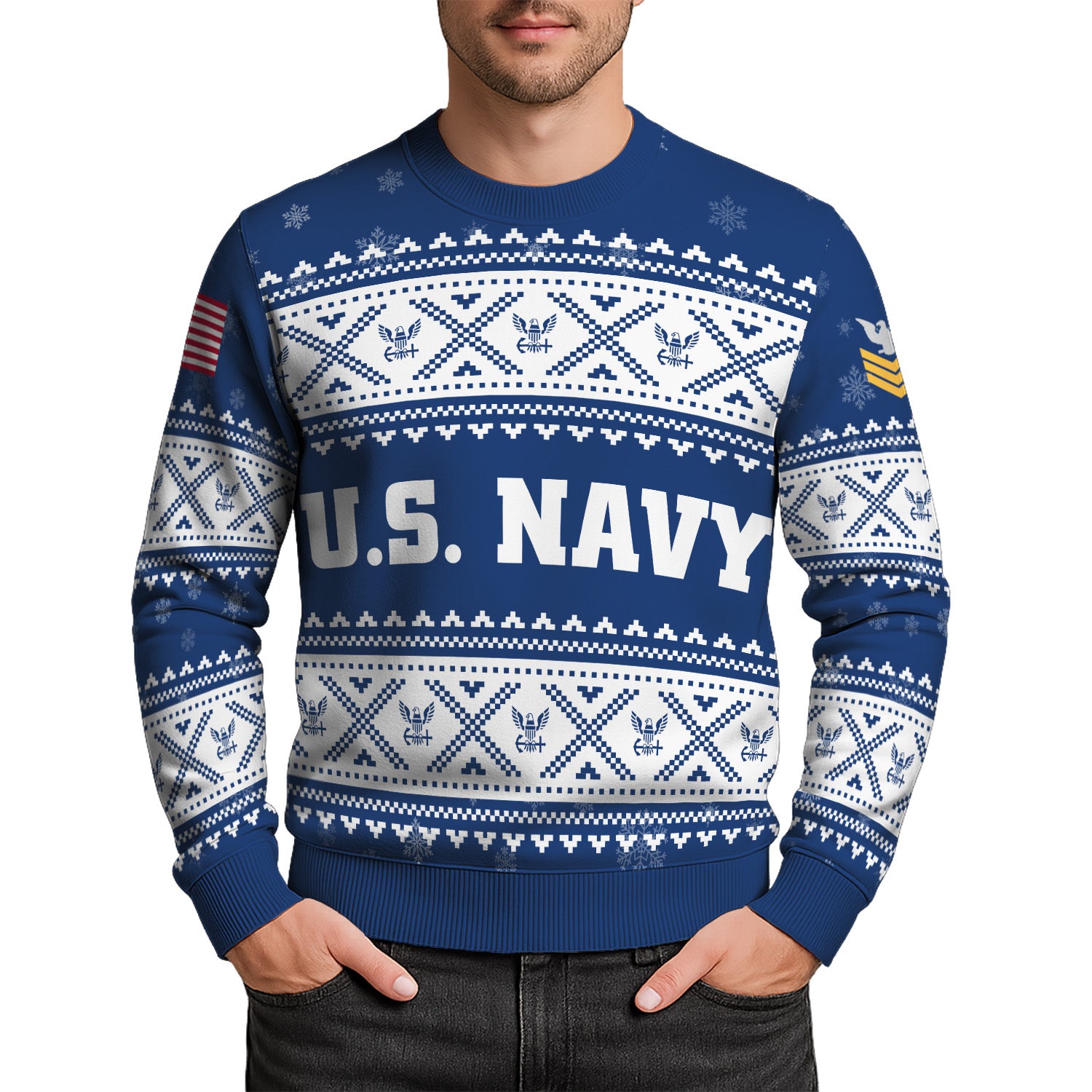 Personalized US Navy Christmas Ugly Sweater UST010