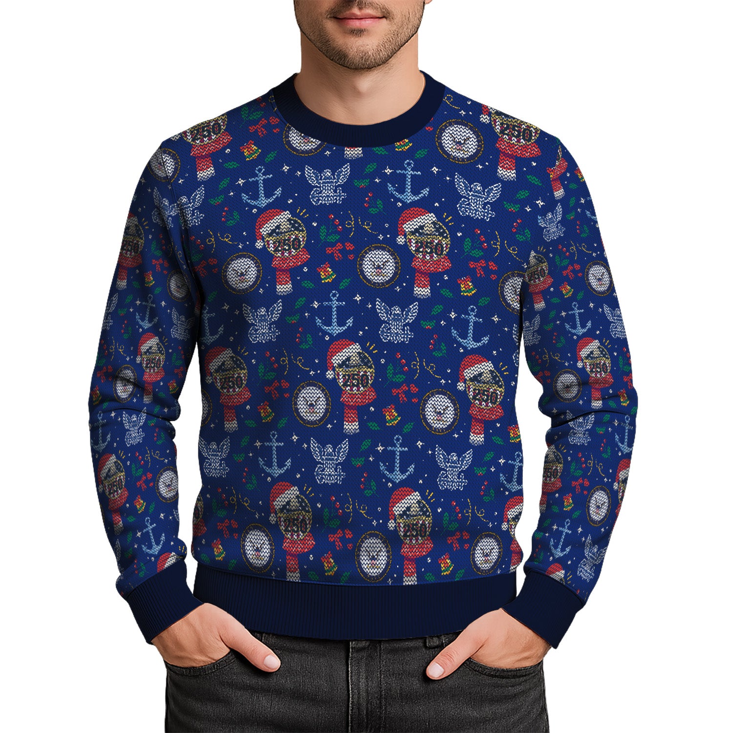 US Navy 250 America Christmas Ugly Sweater