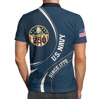 Navy Veteran Polo Shirt – 250 Years of Service, Personalized Rank