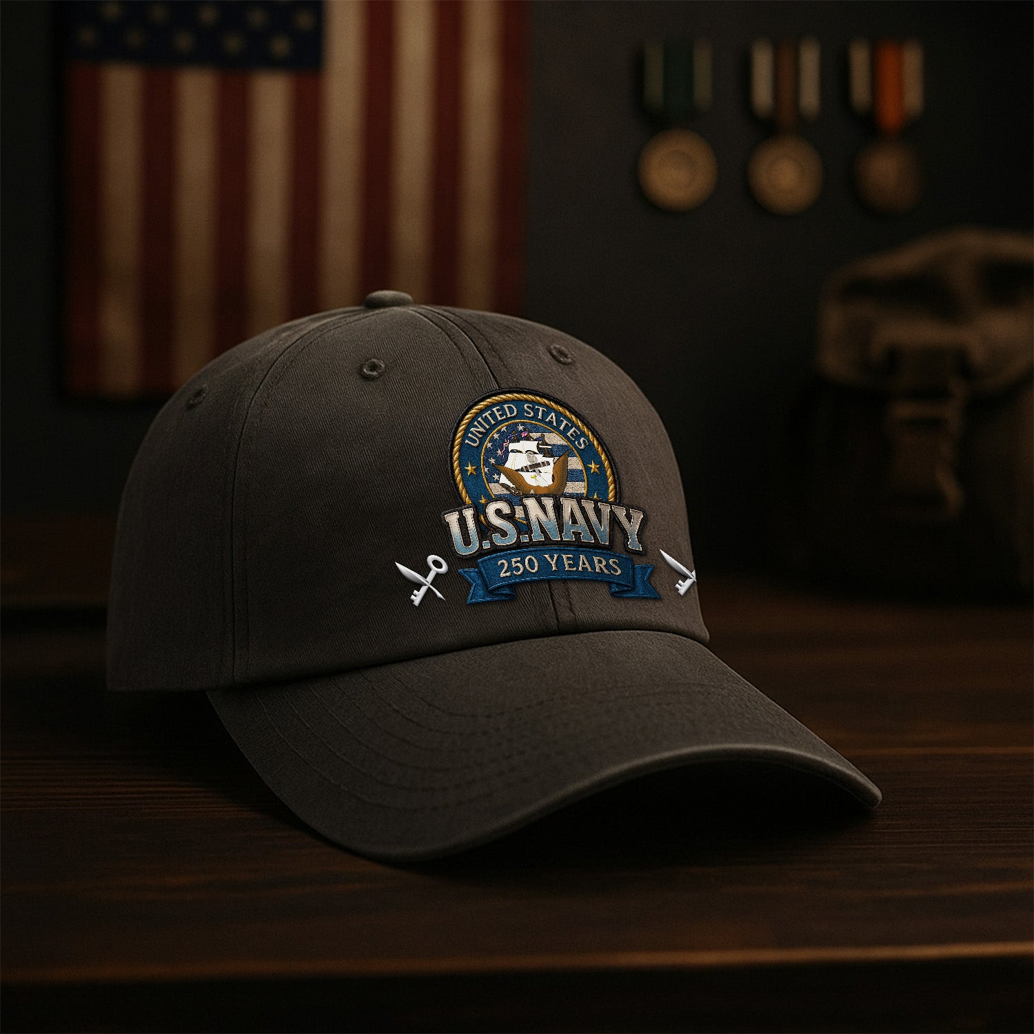Custom Ranks & Text Premium Washed Denim Cap DC020