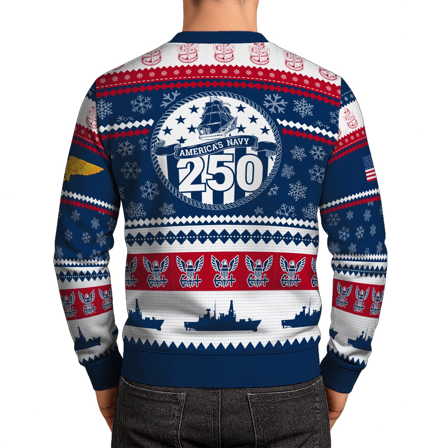 Personalized US Navy Christmas Ugly Sweater UST008
